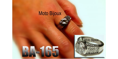 Ba-165, Bague Classique pour femme acier inoxidable avec pierre claire